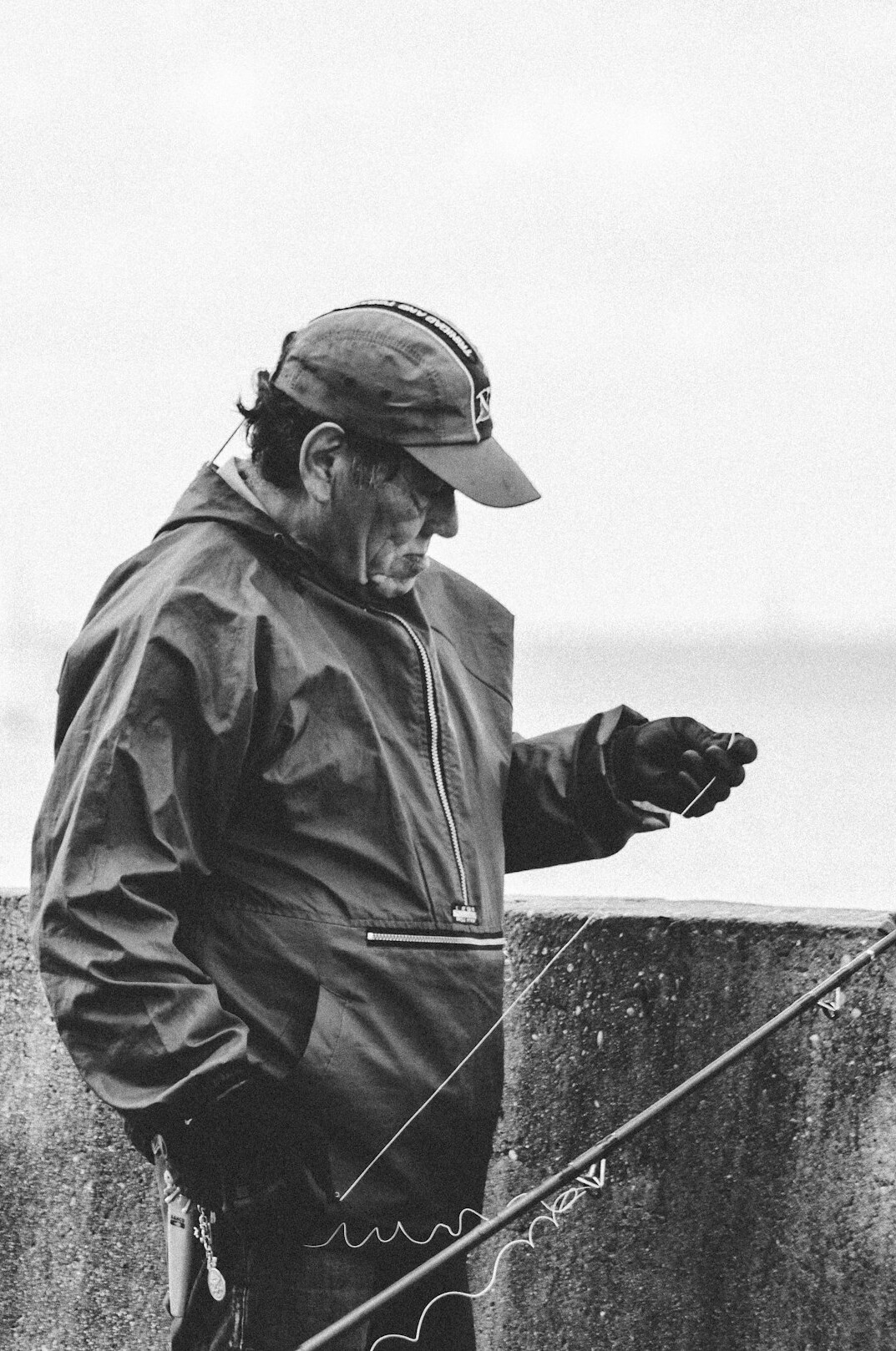Portrait of an elderly Danish fisherman in a wool sweater and cap